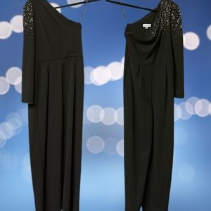 One shoulder sequin black Calvin Klein jumpsuit